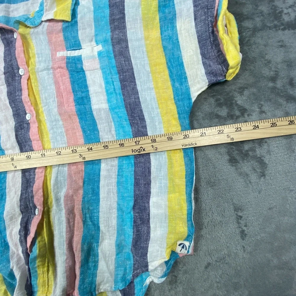 Splendid X Grey Malin Button Up Shirt Womens XL Vertical Stripes Linen Viscose